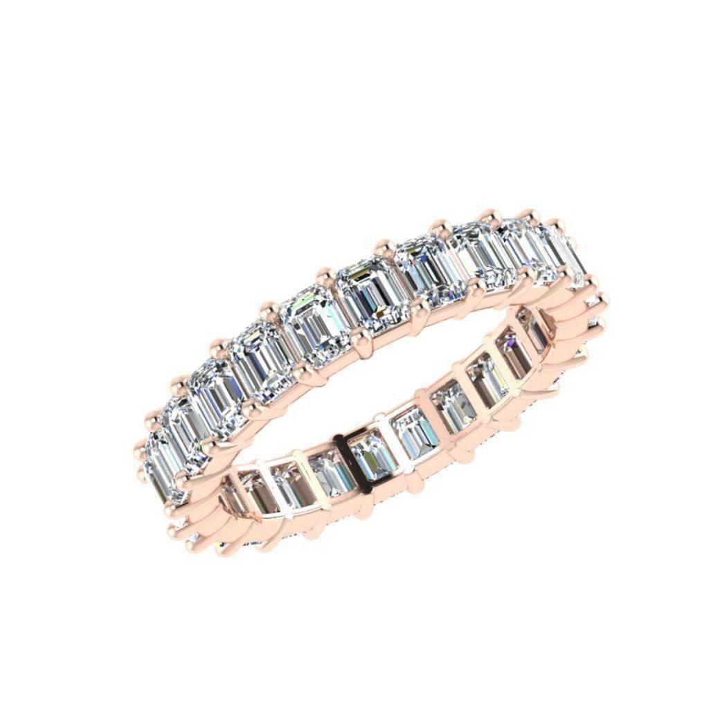 Emerald Cut Diamond Eternity Ring 18K White Gold 3.01 ct.t.w. - Thenetjeweler