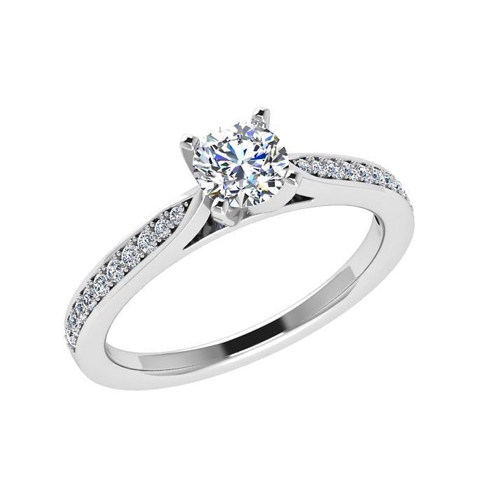 Round Diamond Engagement Ring with Side Stones (0.12 ct. tw) - Thenetjeweler