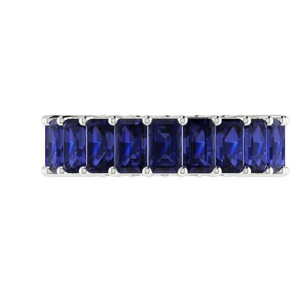 Blue Sapphire and Diamonds Eternity Anniversary Wedding Stackable Band 18k Gold - Thenetjeweler