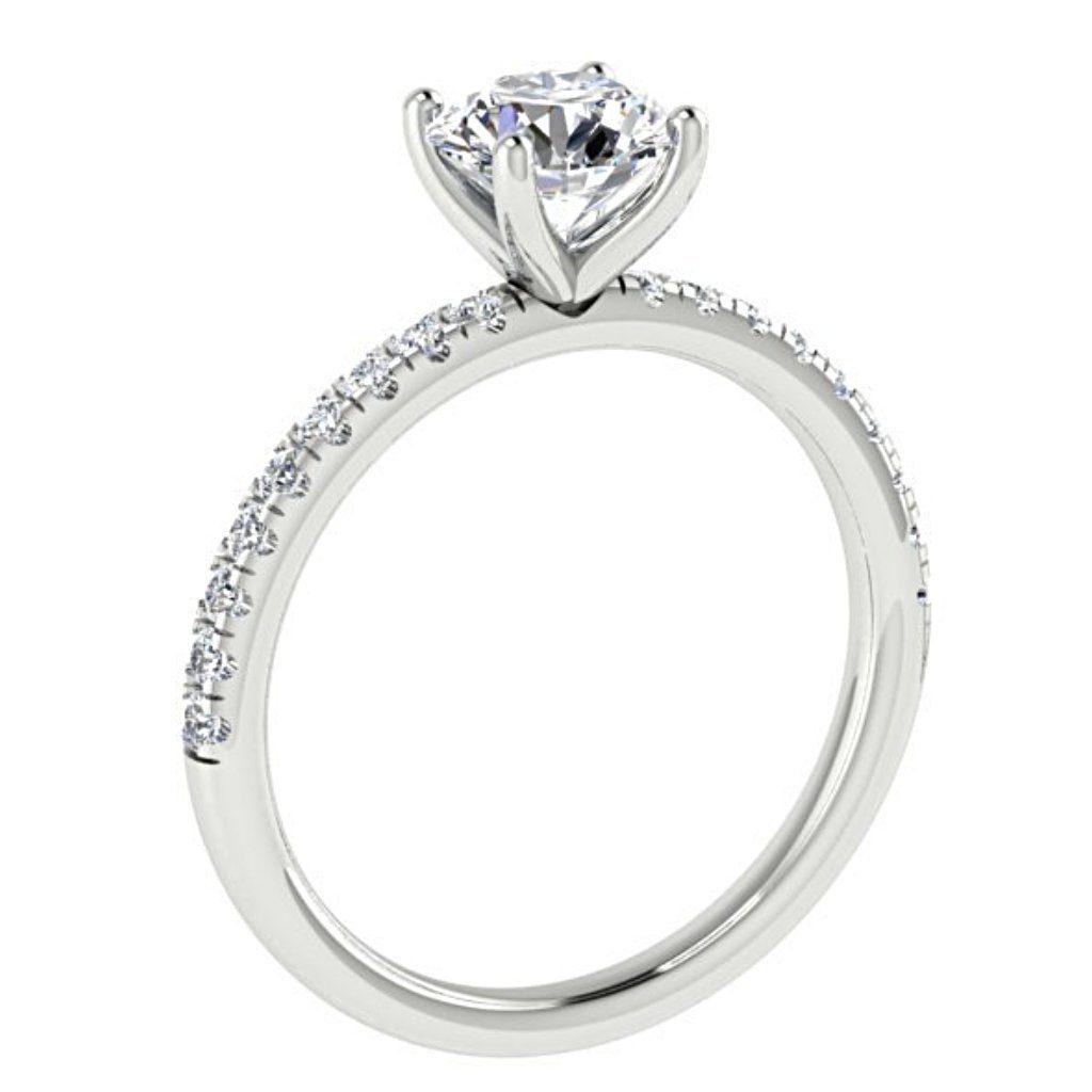 Diamond Side stone Engagement Ring 18K White Gold 0.20c - Thenetjeweler