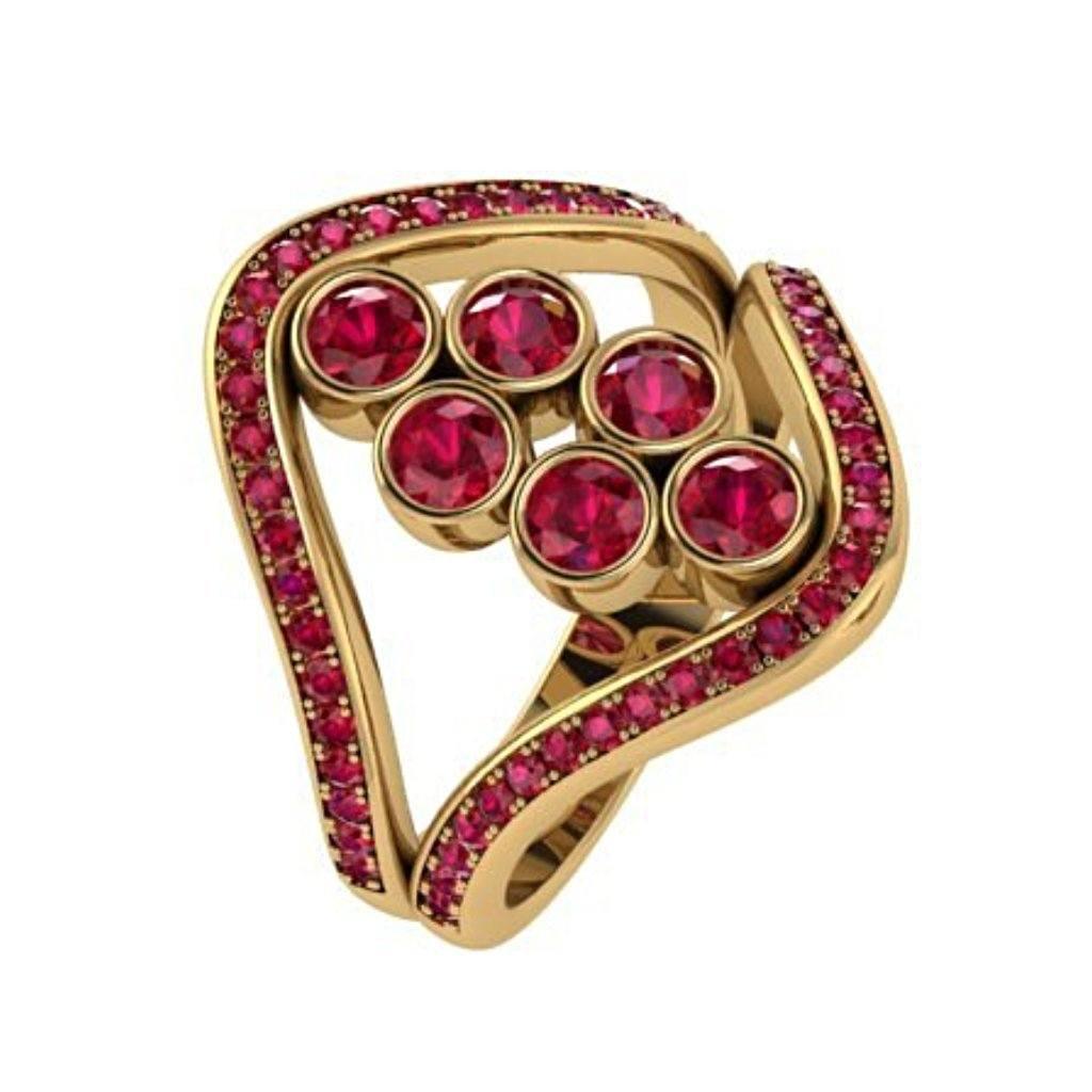 Ruby and Diamond Ring 18K Yellow Gold - Thenetjeweler