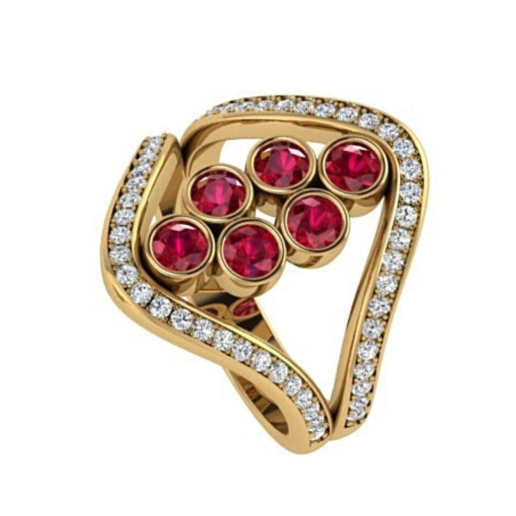 Ruby and Diamond Ring 18K Yellow Gold - Thenetjeweler