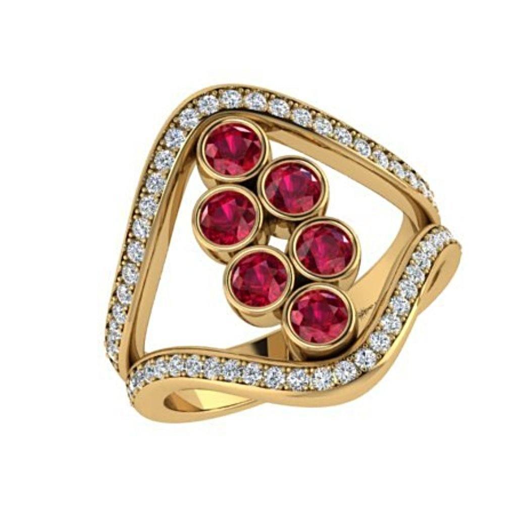 Ruby and Diamond Ring 18K Yellow Gold - Thenetjeweler