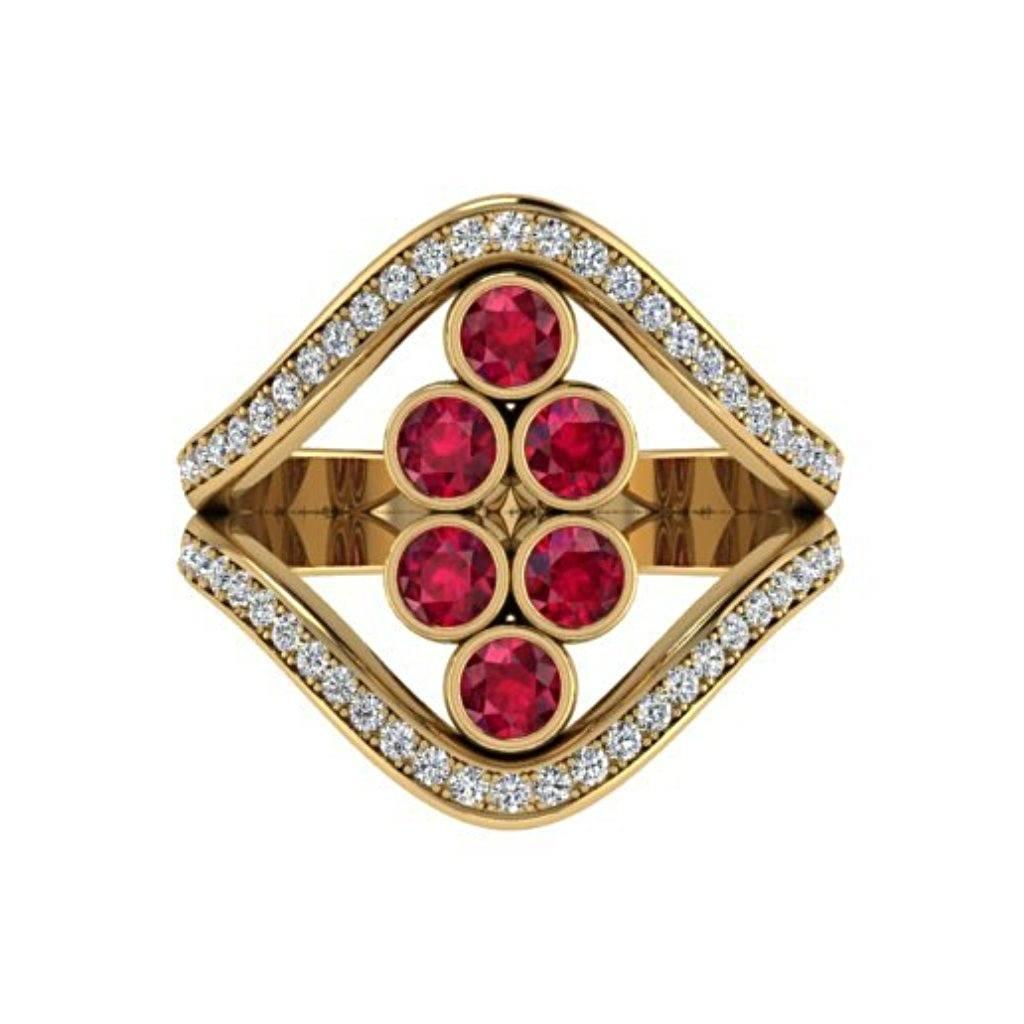 Ruby and Diamond Ring 18K Yellow Gold - Thenetjeweler
