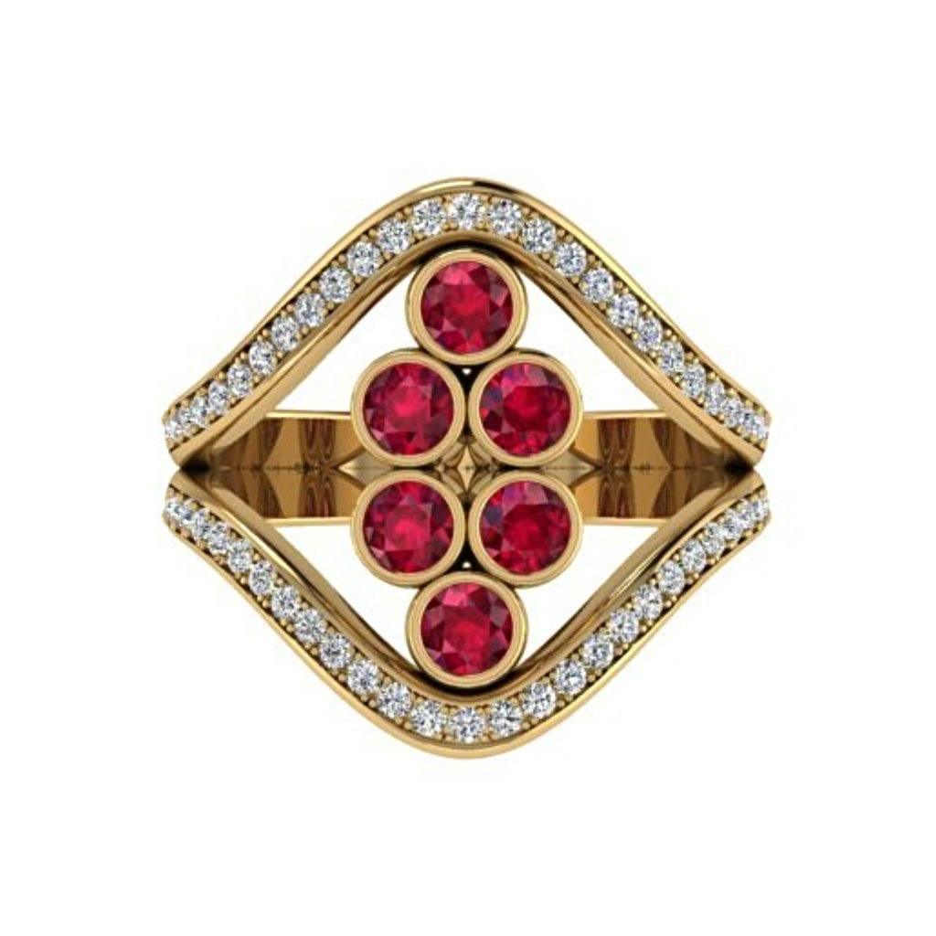 Ruby and Diamond  Ring 18K Yellow Gold - Thenetjeweler