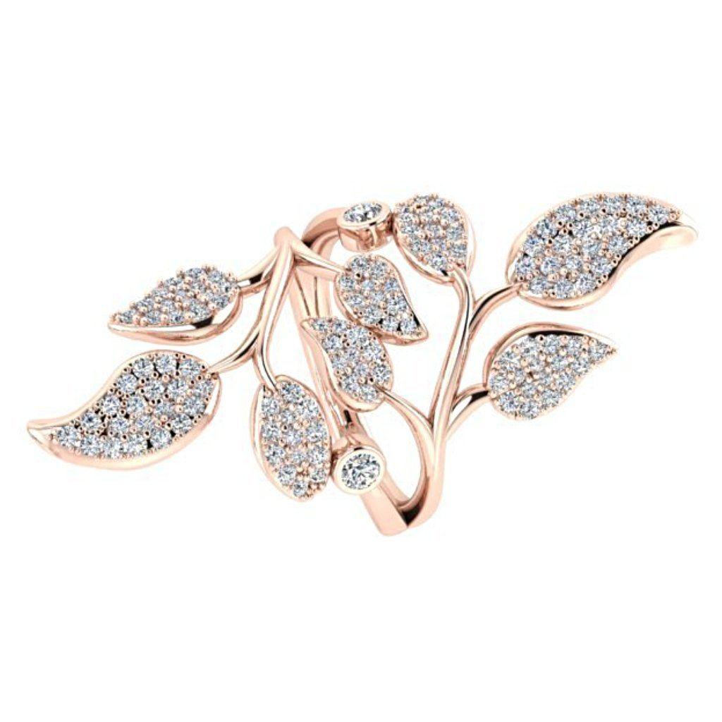 1.0 carat Diamond Leaf Ring 18K Rose Gold - Thenetjeweler