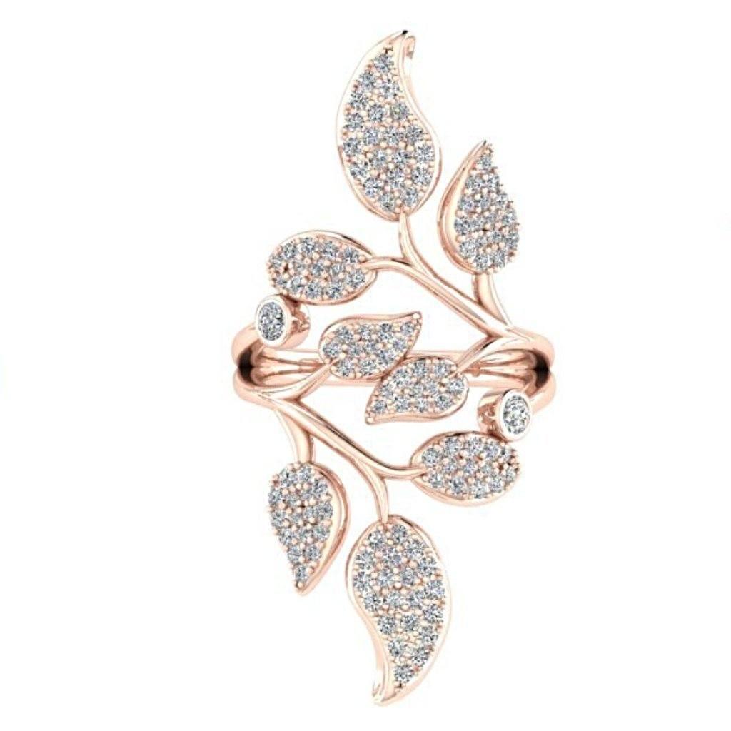 1.0 carat Diamond Leaf Ring 18K Rose Gold - Thenetjeweler