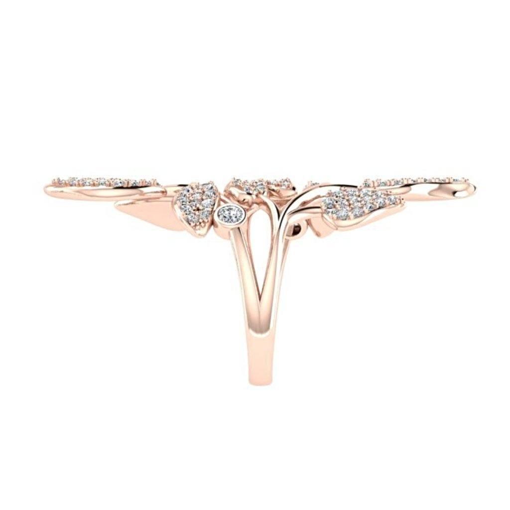 1.0 carat Diamond Leaf Ring 18K Rose Gold - Thenetjeweler