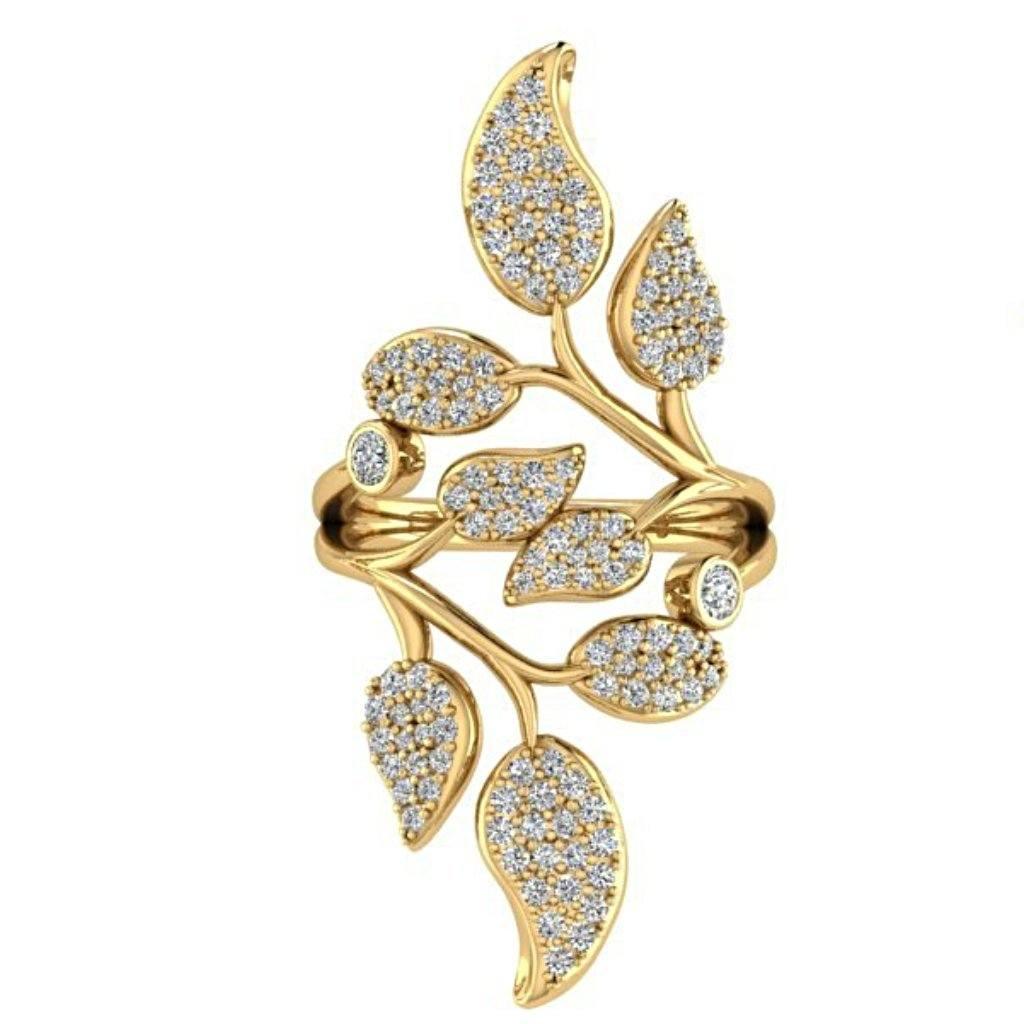 1.0 carat Diamond Leaf Ring 18K Rose Gold - Thenetjeweler