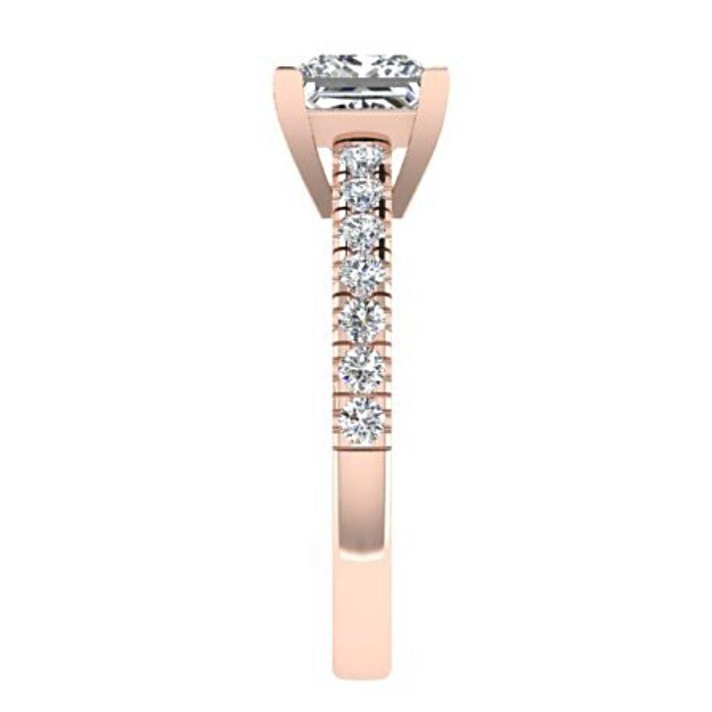 Princess Diamond Engagement Ring with Side Stones 18K Gold - Thenetjeweler