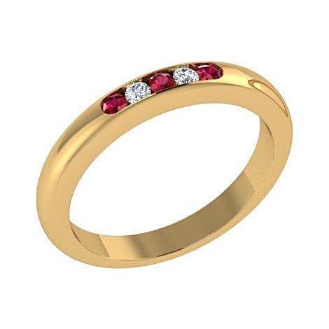 Ruby and Diamond Ring 14K Yellow Gold Band - Thenetjeweler