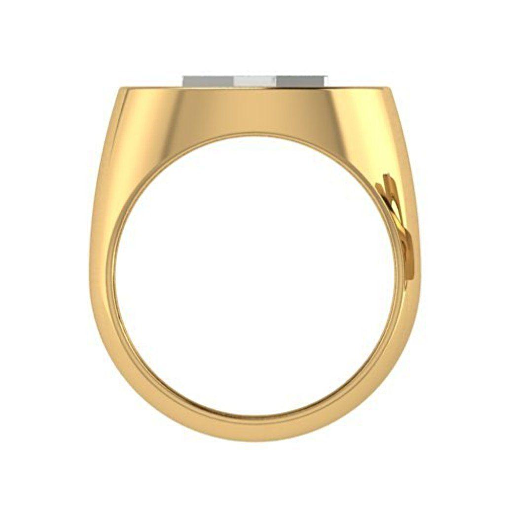 Two Tone Menorah Signet Ring 14K Yellow Gold - Thenetjeweler