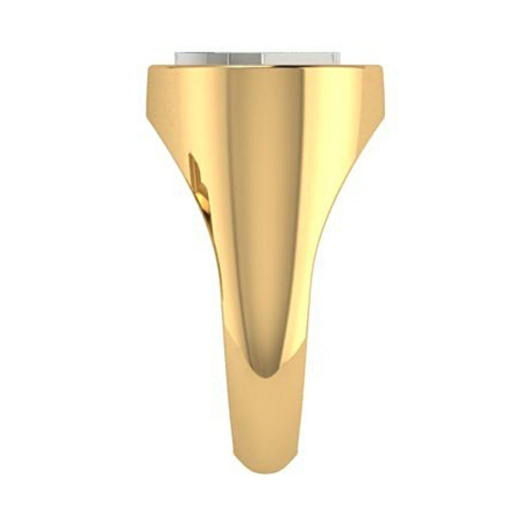 Two Tone Menorah Signet Ring 14K Yellow Gold - Thenetjeweler