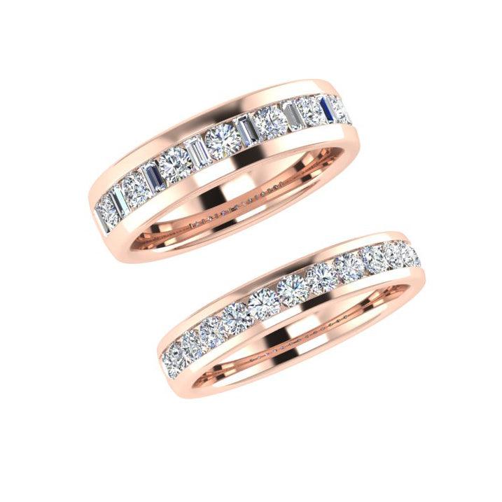 Matching Diamond Wedding Bands 18k White Gold - Thenetjeweler