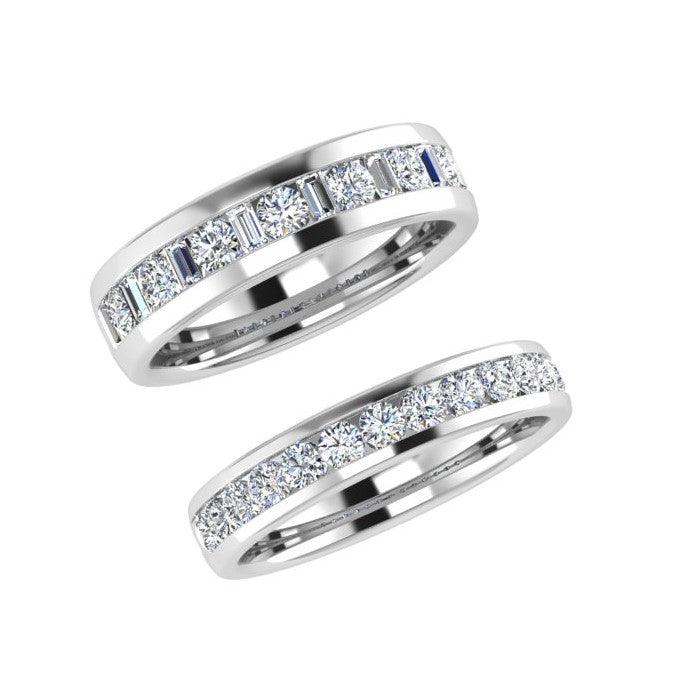 Matching Diamond Wedding Bands 18k White Gold - Thenetjeweler