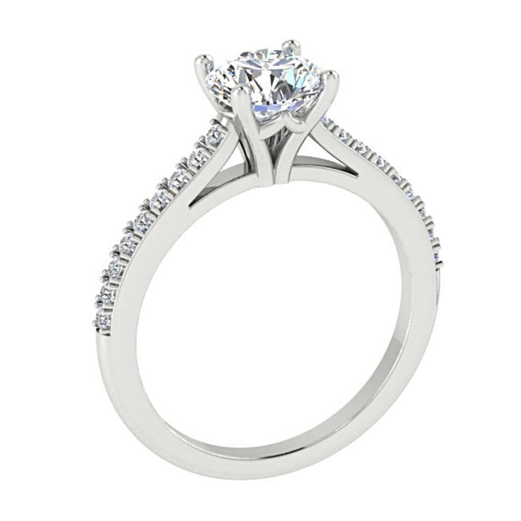 Diamond Engagement Ring Side Stones 18K White Gold - Thenetjeweler