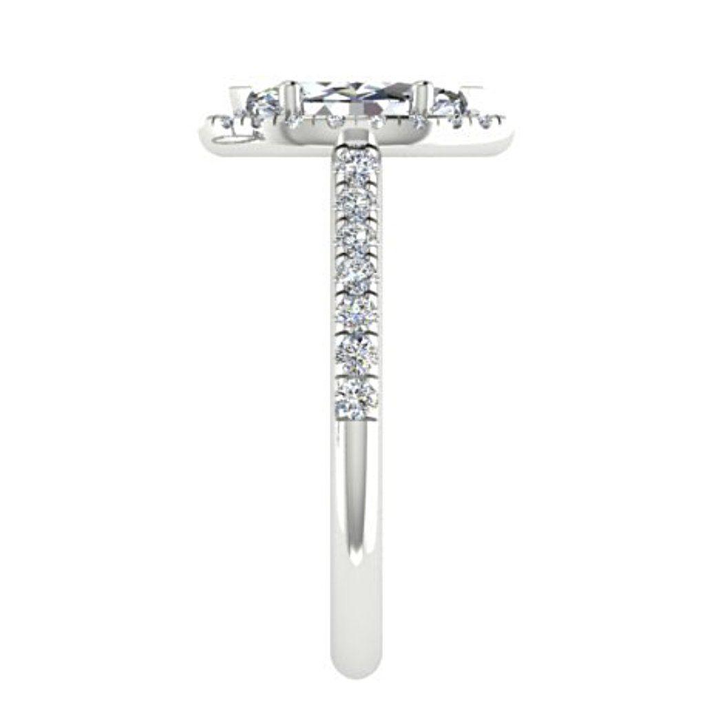 Marquise Diamond Halo Engagement Ring with Sides Stones 18K White Gold Setting - Thenetjeweler