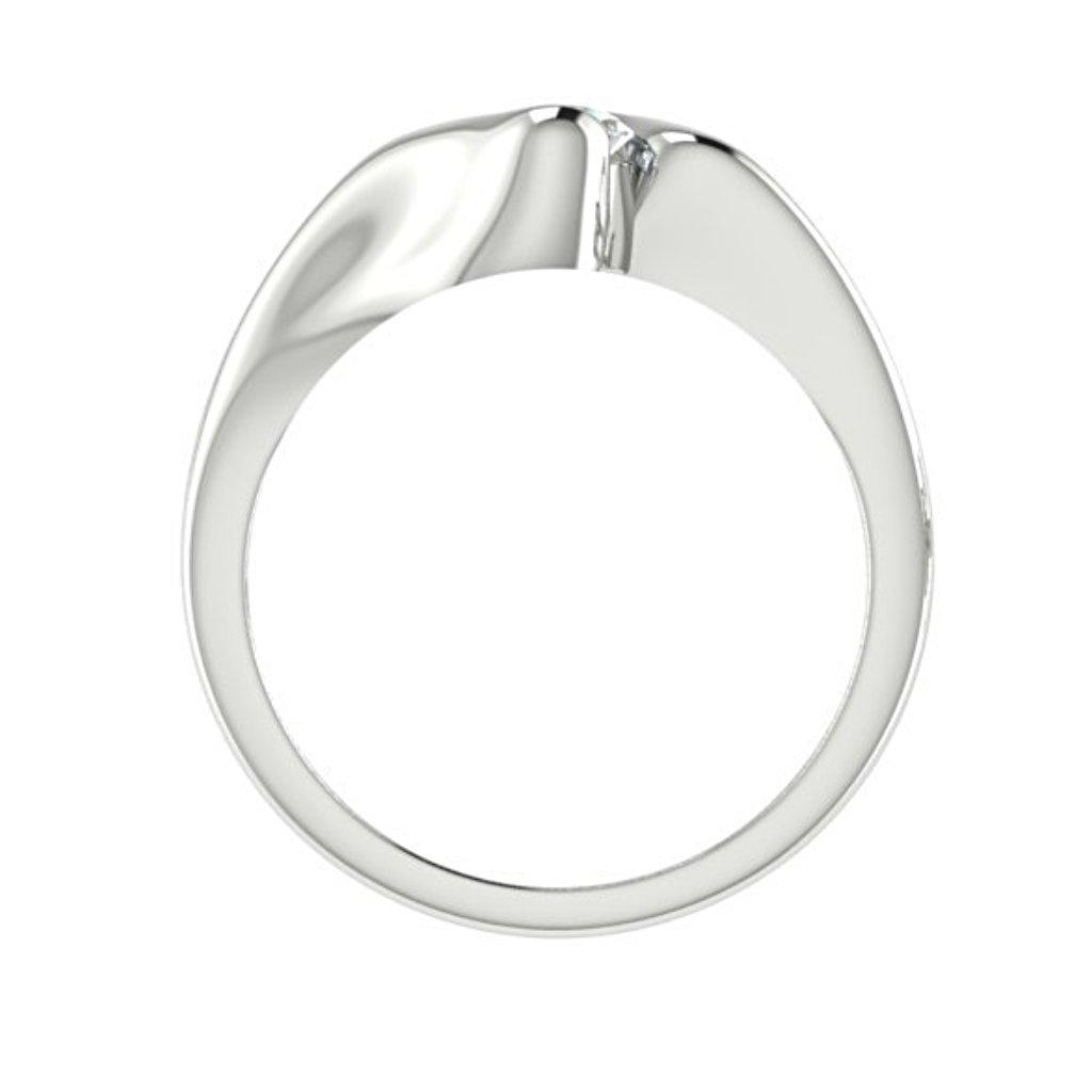 Oval Diamond Twist Band Ring 14K White Gold Setting - Thenetjeweler