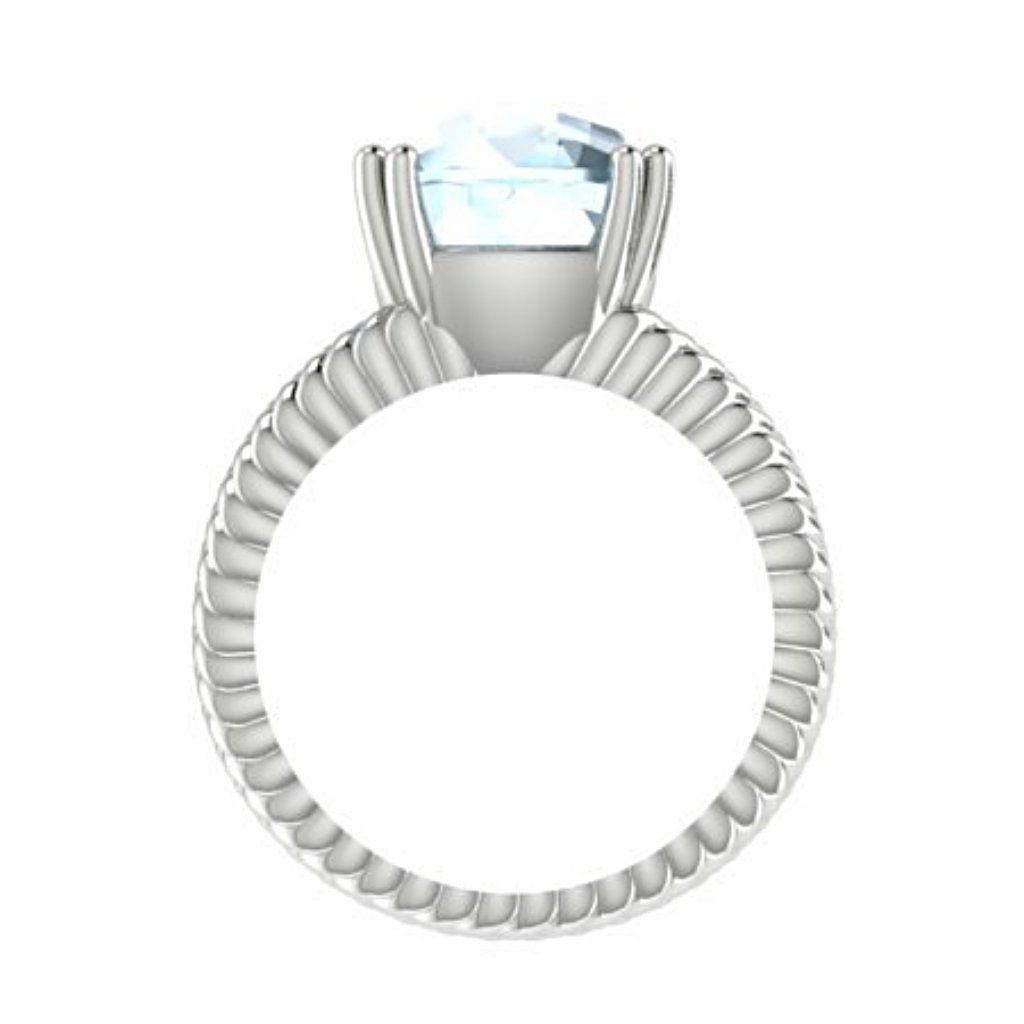 Blue Topaz Cable Coil Band Ring 14K White Gold - Thenetjeweler