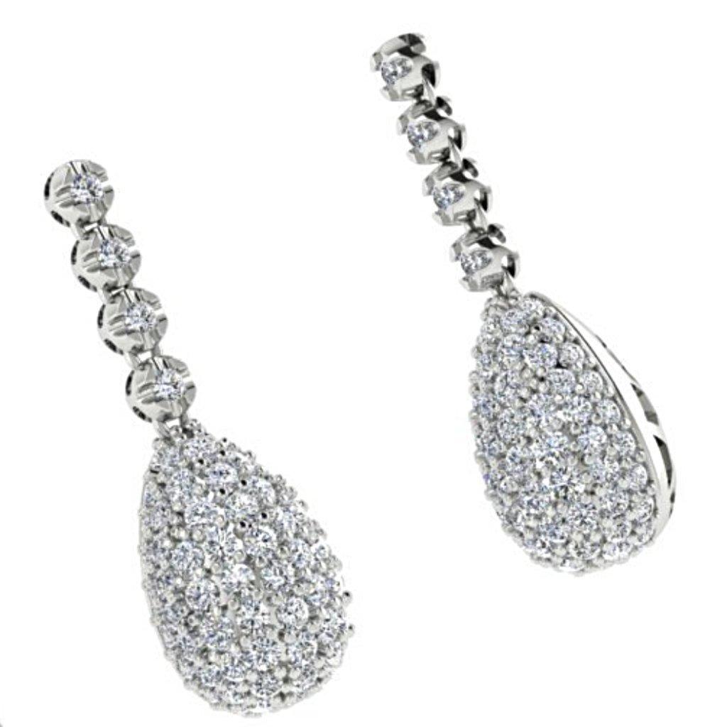 Diamond Teardrop Stud Earrings 14K White Gold - Thenetjeweler