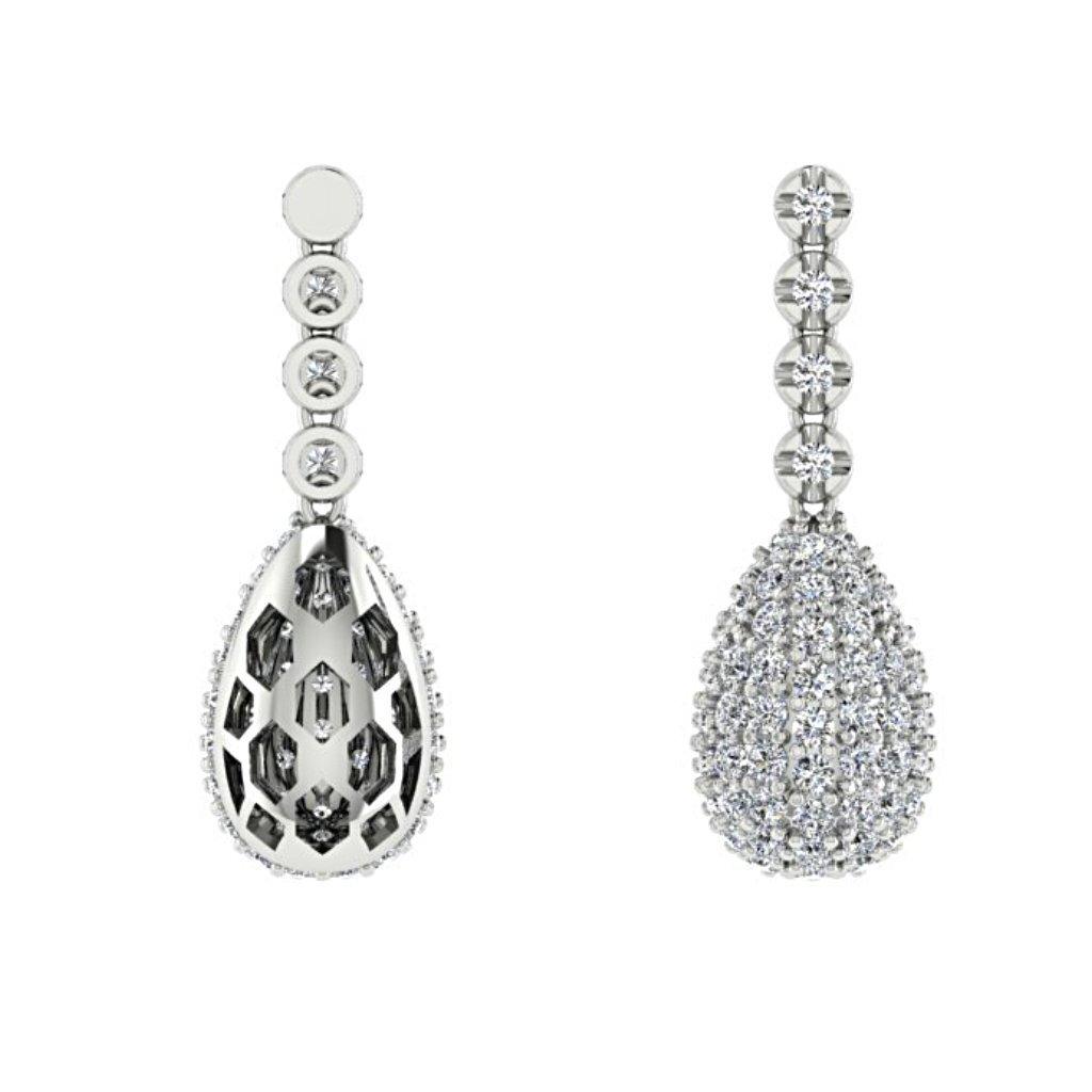 Diamond Teardrop Stud Earrings 14K White Gold - Thenetjeweler