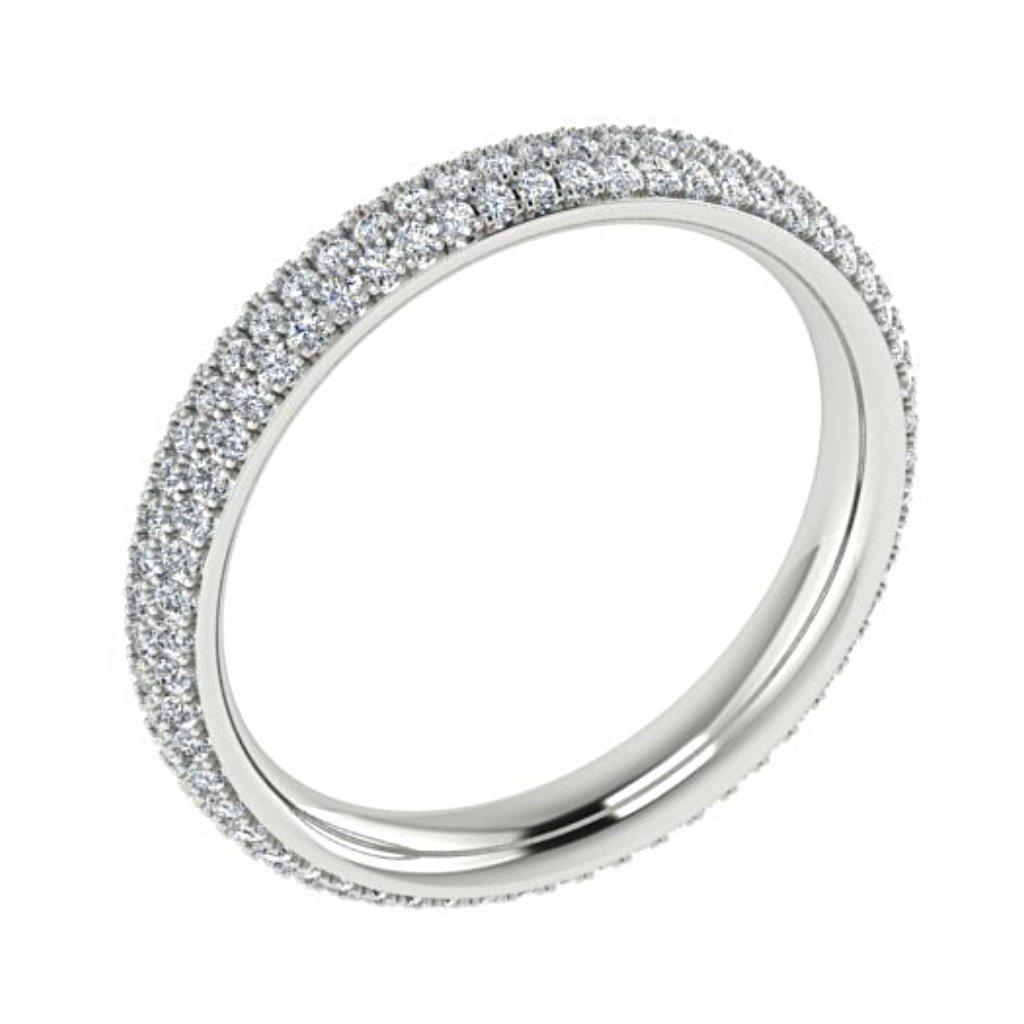 Three Row Diamond Eternity Ring 18K White Gold - Thenetjeweler