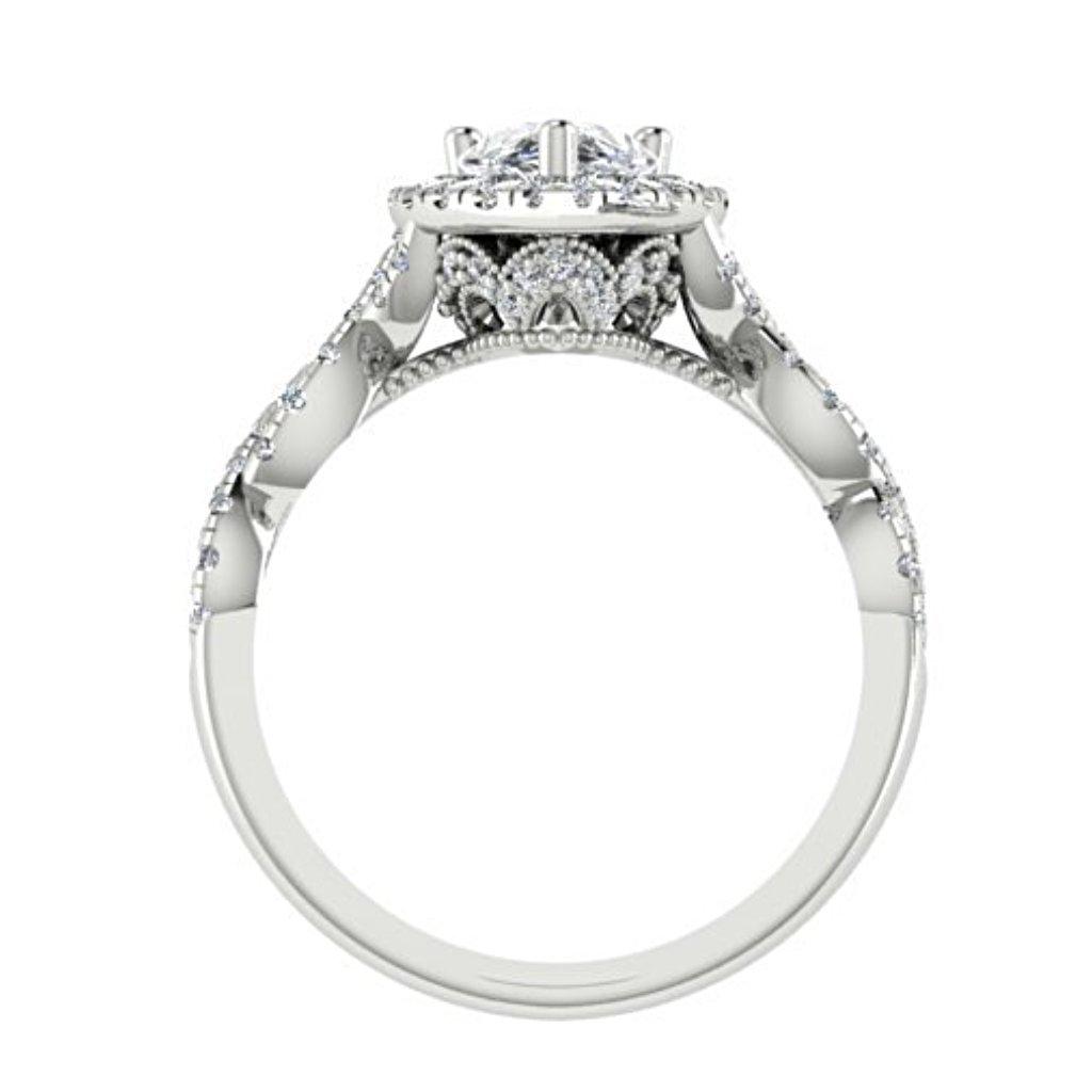 Pear Diamond Halo Engagement Ring 18K White Gold - Thenetjeweler