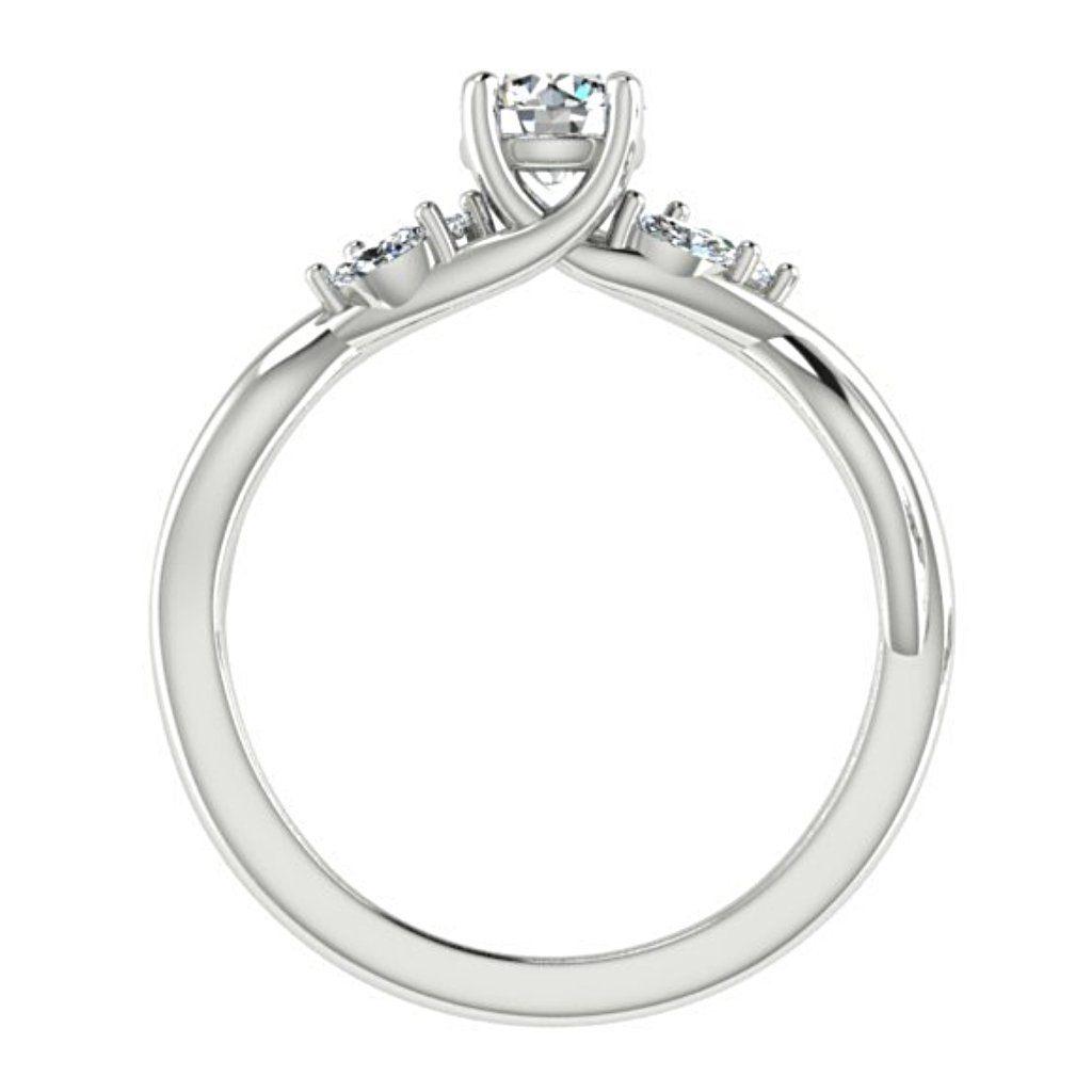 Round and Marquise Diamond Twist Engagement Ring 18K White Gold - Thenetjeweler