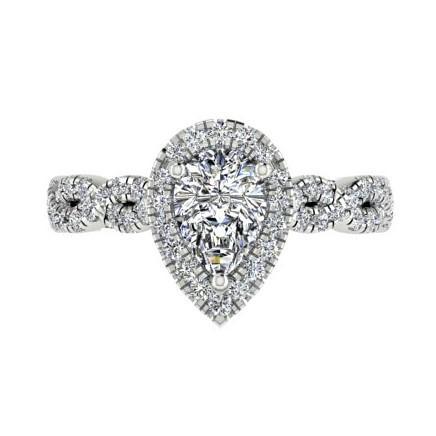Pear diamond engagement ring with halo - Thenetjeweler