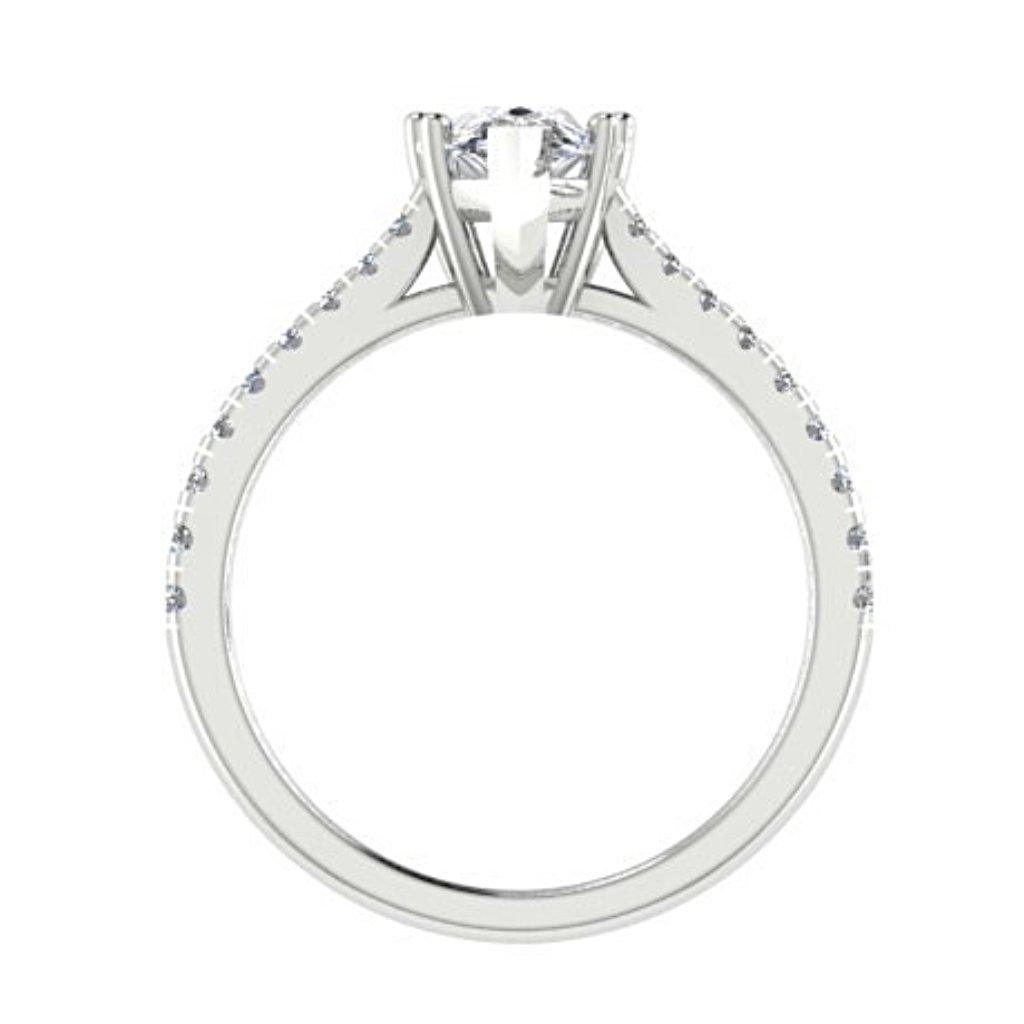 Pear Diamond Engagement Ring with Side Stones 18K Gold - Thenetjeweler