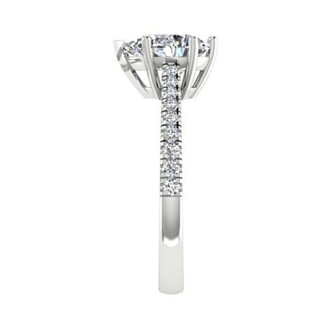 Pear Diamond Engagement Ring with Side Stones 18K Gold - Thenetjeweler