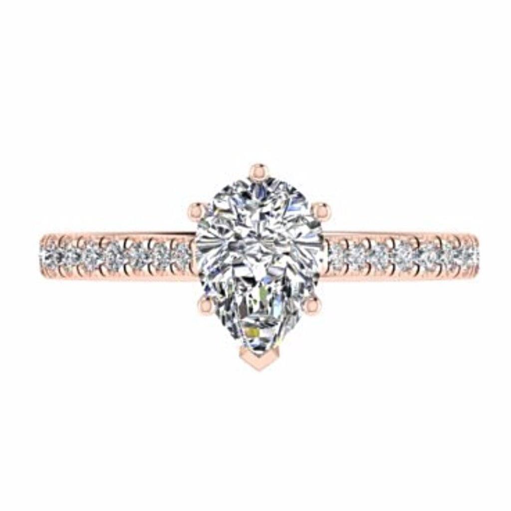 Pear Diamond Engagement Ring with Side Stones 18K Gold - Thenetjeweler
