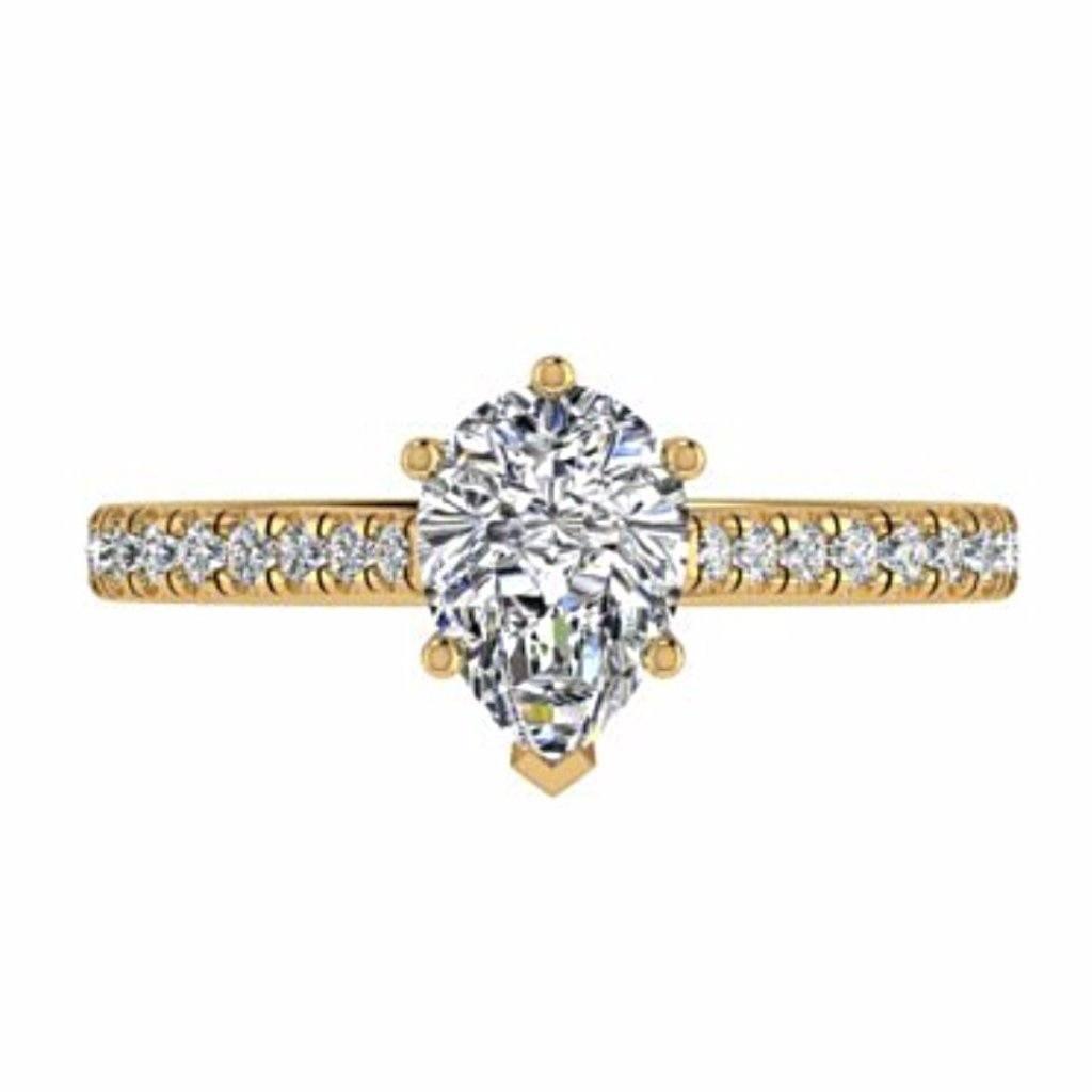 Pear Diamond Engagement Ring with Side Stones 18K Gold - Thenetjeweler