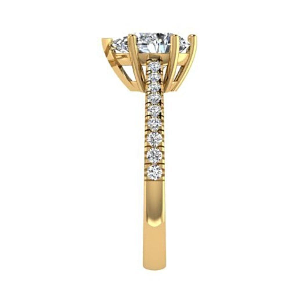 Pear Diamond Engagement Ring with Side Stones 18K Gold - Thenetjeweler