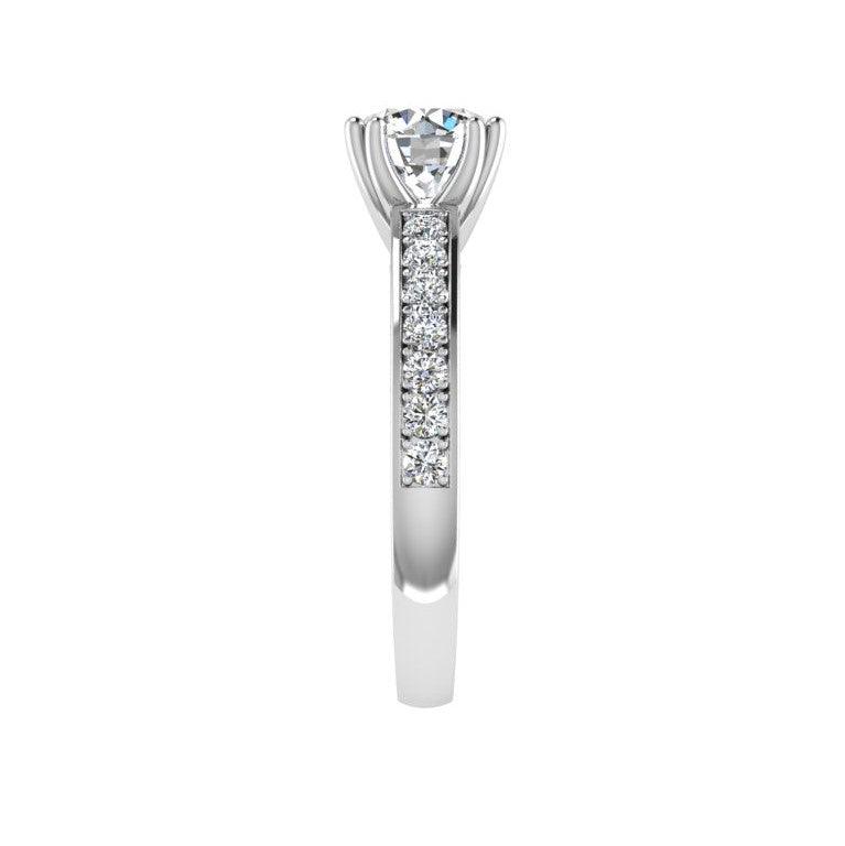 Round Diamond Engagement Ring 18K White Gold 0.36CT TDW - Thenetjeweler