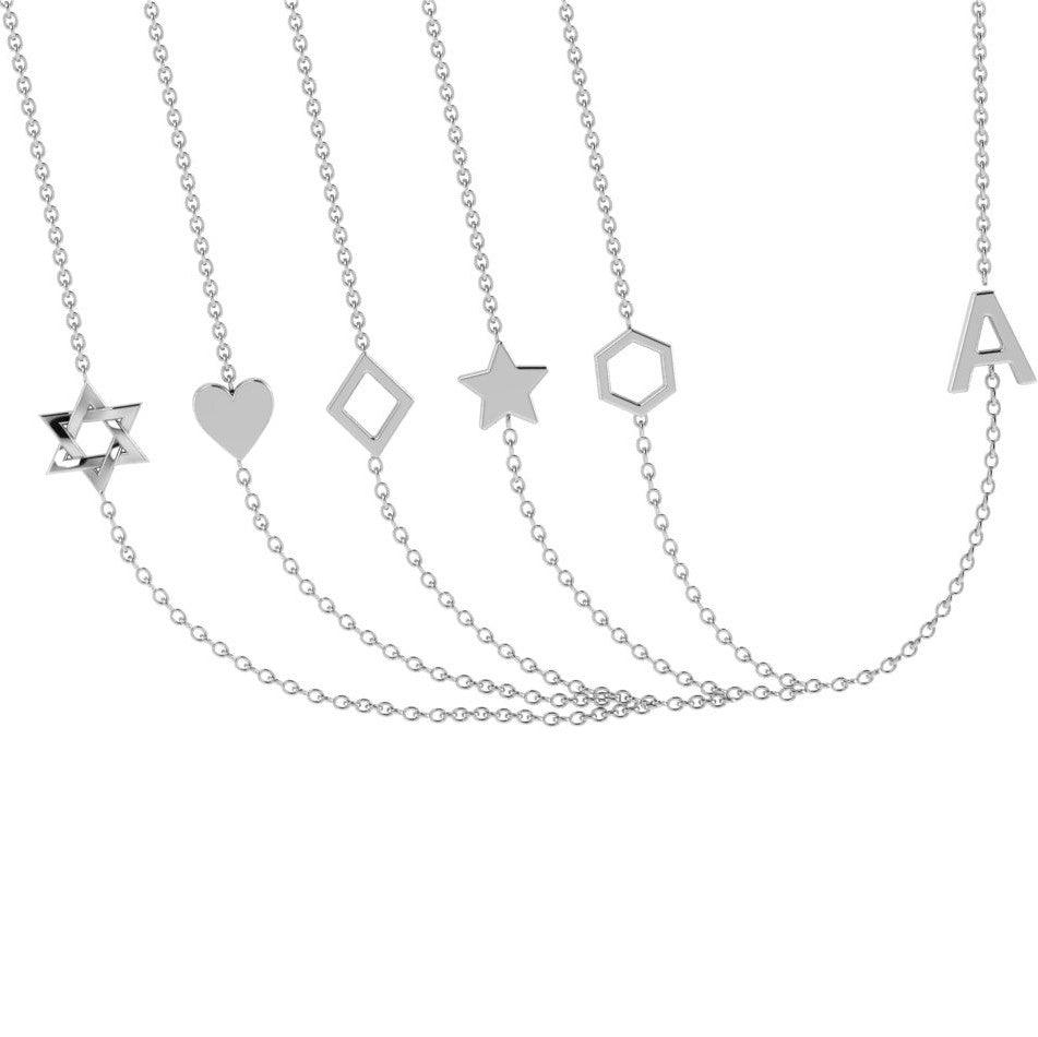Sideways Initial Necklace 14k Gold - Thenetjeweler