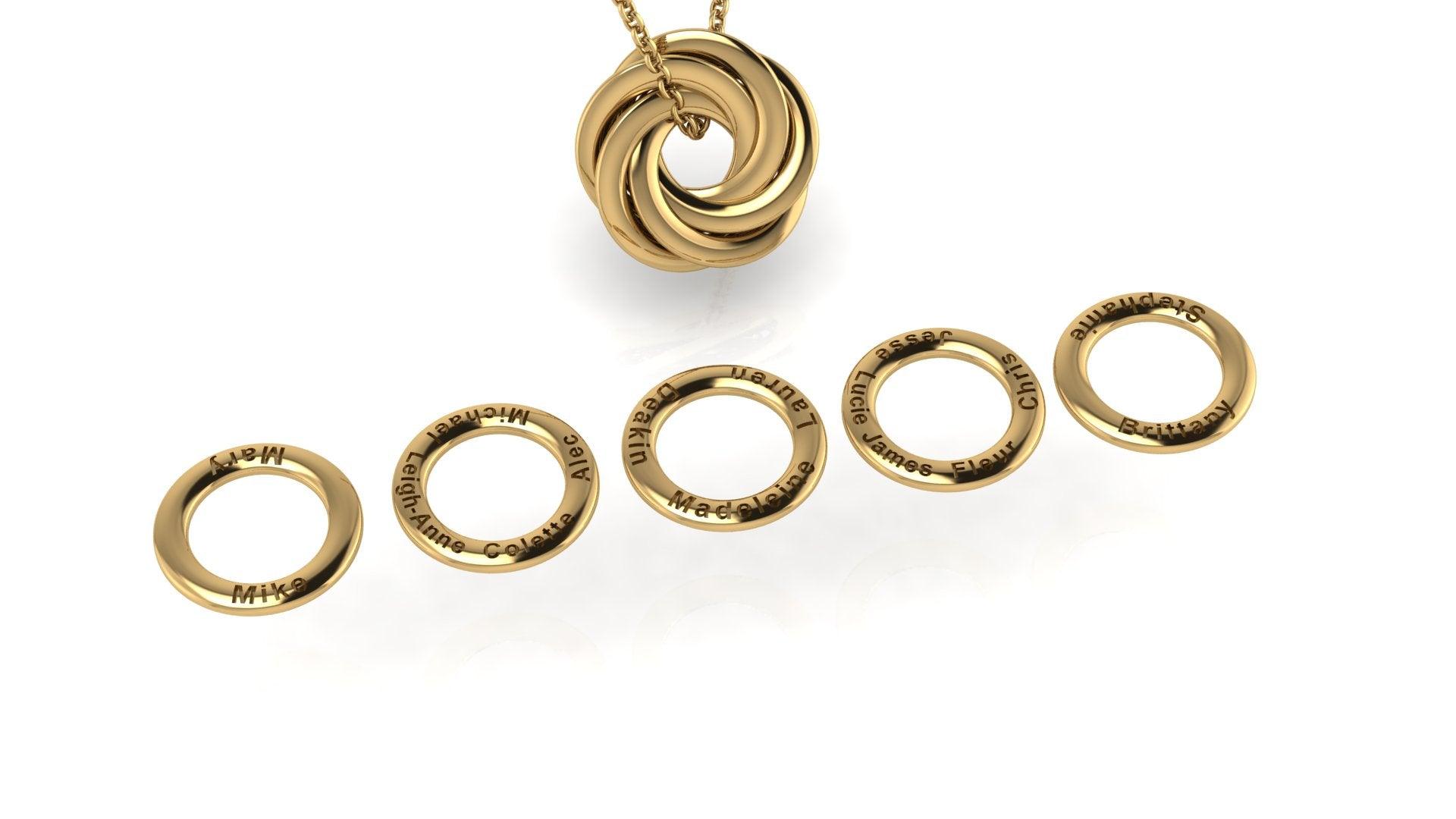 Personalized 5 Interlocking Rings Necklace - Thenetjeweler