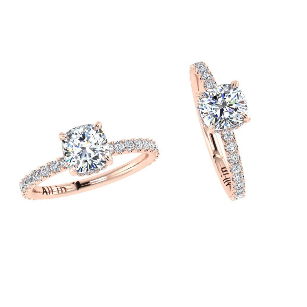 Round Diamond Hidden Halo Engagement Ring - Thenetjeweler
