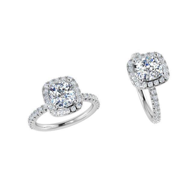 Diamond Cushion Halo Engagement Ring - Thenetjeweler