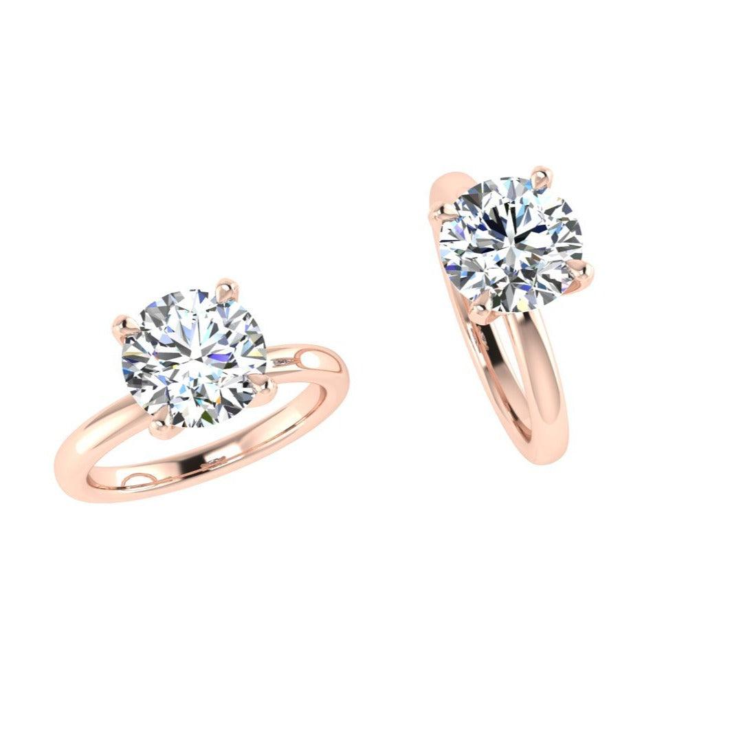 18k Rose Gold Round Solitaire Diamond Engagement Ring - Thenetjeweler