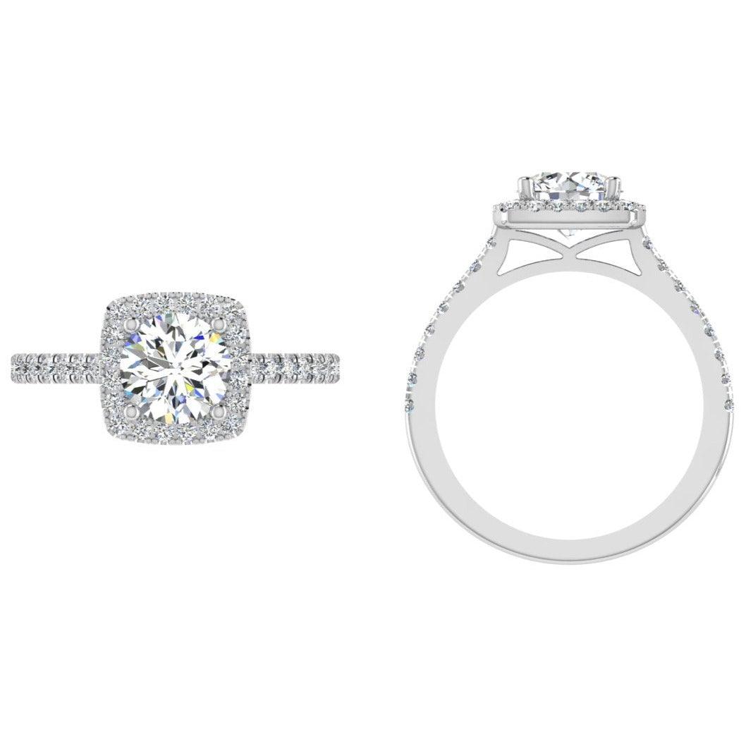 Round diamond cushion halo Engagement Ring - Thenetjeweler