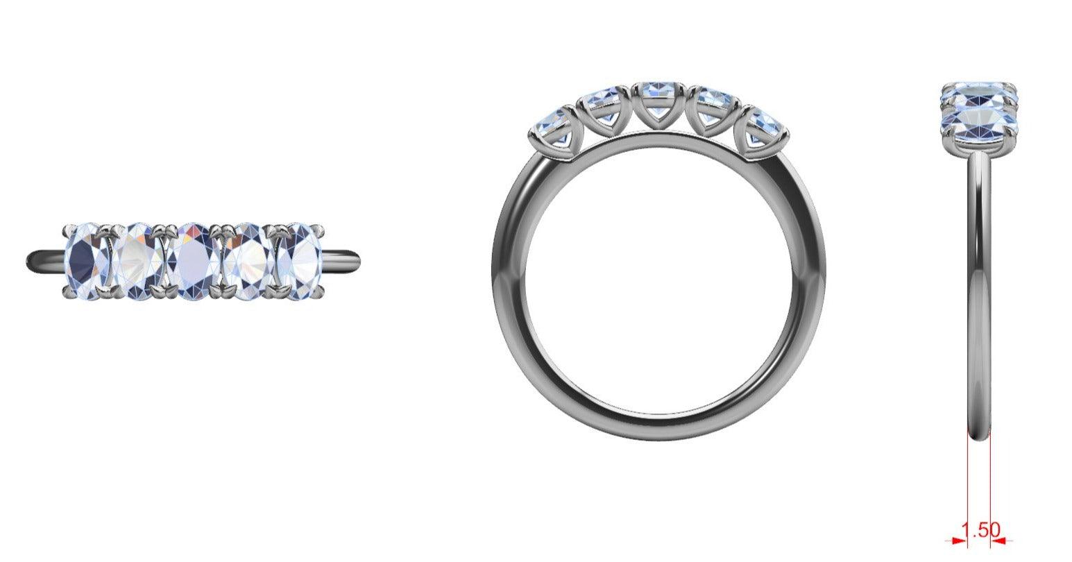 Five-Stone Oval-Cut Diamond Ring - Thenetjeweler