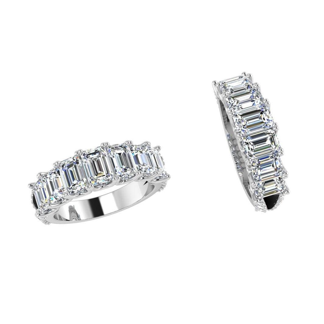 Emerald Cut Diamond Half Eternity Ring - Thenetjeweler