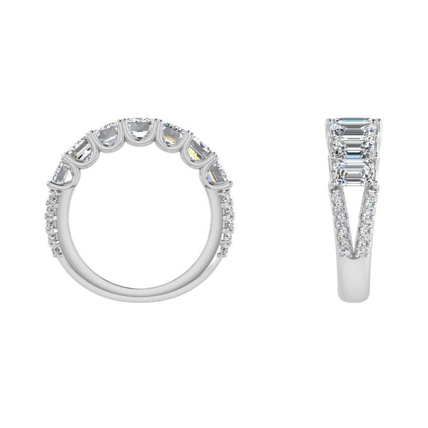 Emerald Cut Diamond Half Eternity Ring - Thenetjeweler