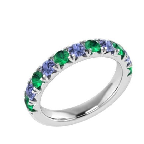 Half Eternity Alexandrite and Tanzanite Ring - Thenetjeweler