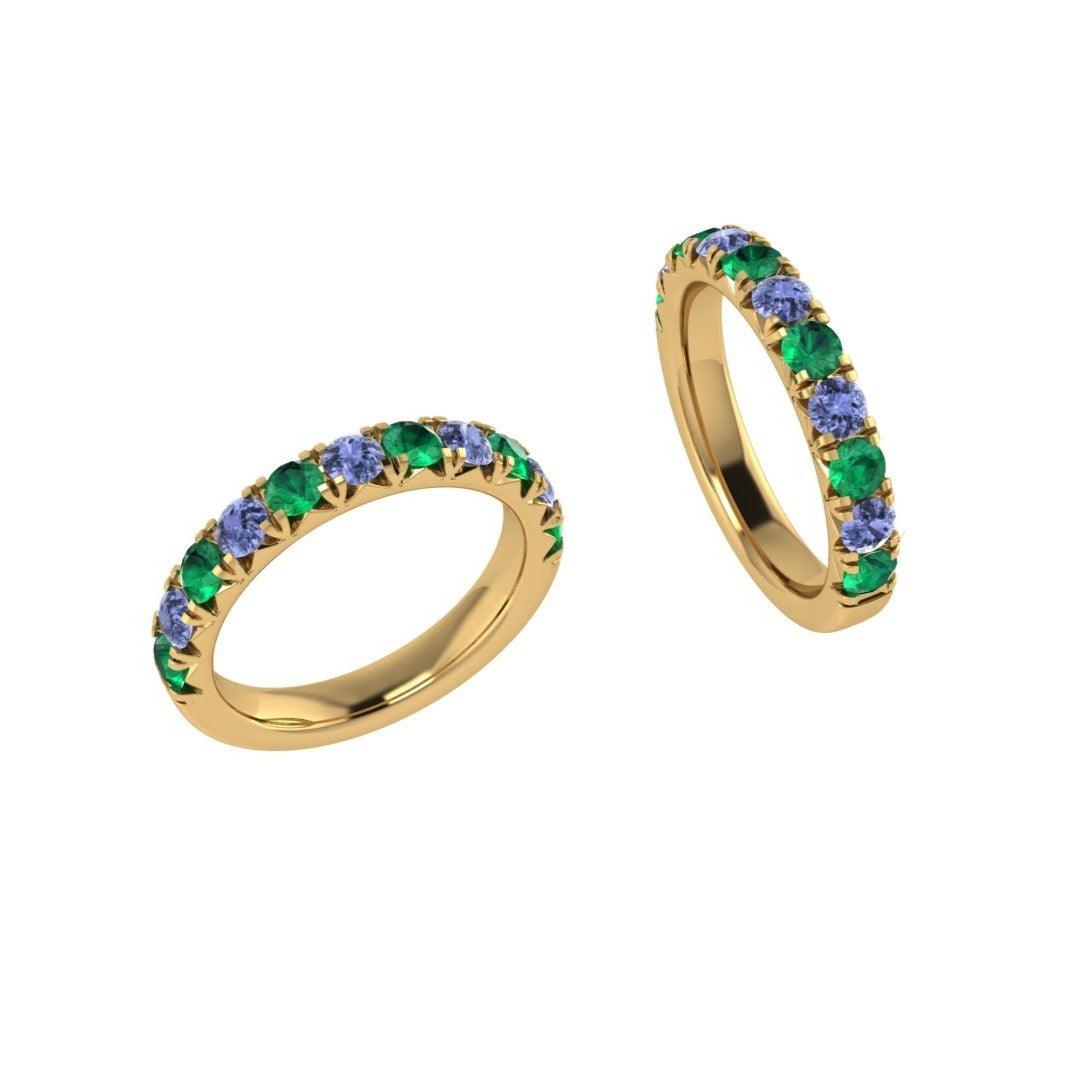 Half Eternity Alexandrite and Tanzanite Ring - Thenetjeweler