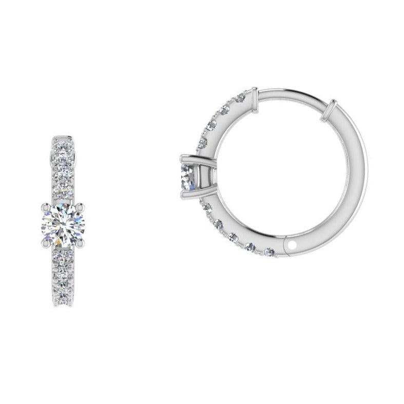 Solitaire Diamond Hoop Earrings - Thenetjeweler