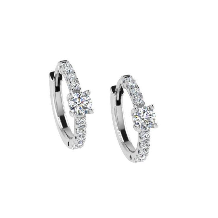 Solitaire Diamond Hoop Earrings - Thenetjeweler