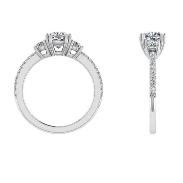 Three Stone Round Diamond Engagement Ring - Thenetjeweler