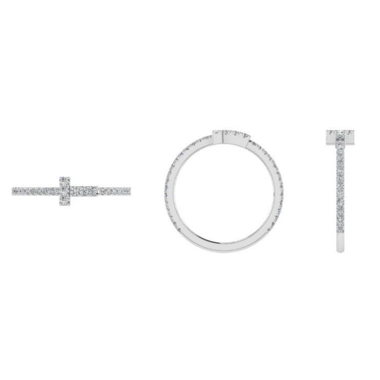 T Diamond Wire Band Ring - Thenetjeweler